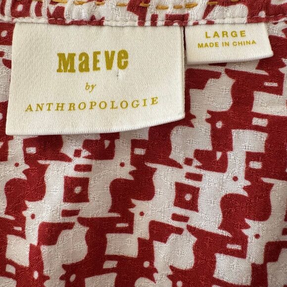 Anthropologie Maeve Avignon Abstract Scotty Dog Print Button Up Top SZ L - Picture 6 of 10